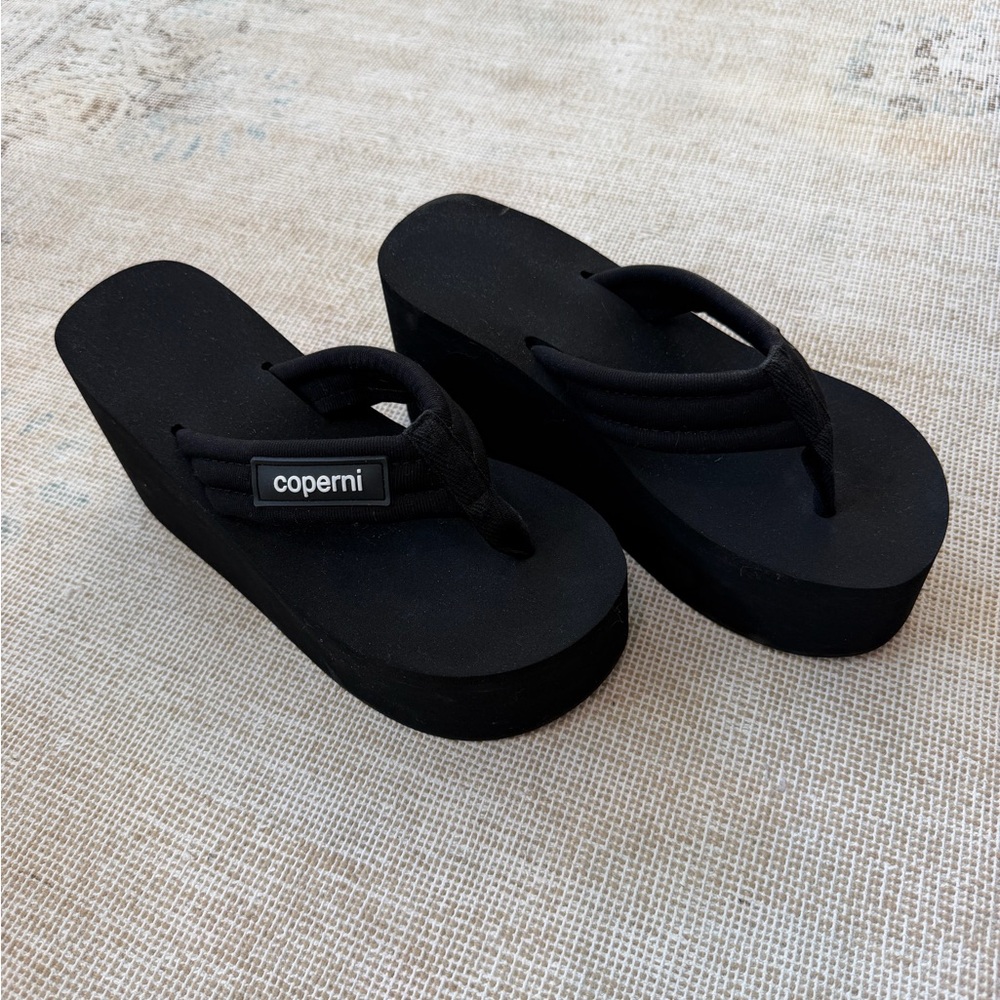 Coperni Black Platform Thong Sandals